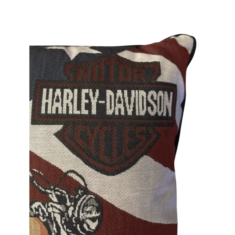 HARLEY-DAVIDSON Motorcycle Co. Throw Pillow Flag 16 X 16 Needlepoint by Dakota